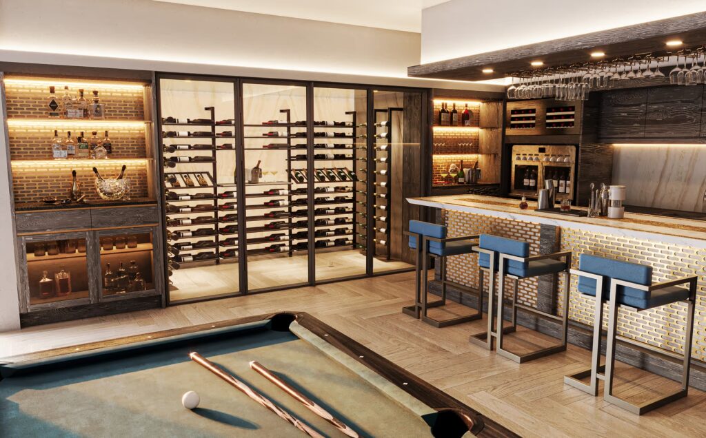 Linear Series Wine Shelving Games Room Contemporary Kitchen With Wine Room (1)