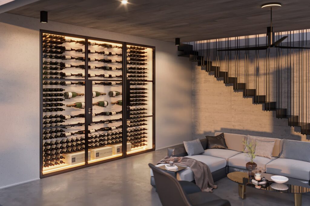 Feature Series Wine Wall White Wall Panels Black Pegs Crittall Style Doors 20(1)